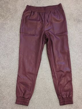7 For All Mankind | Burgundy Faux Leather Joggers